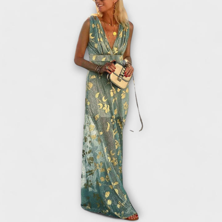 Elvira | Maxi šaty s flitrovými detaily a výstřihem do V