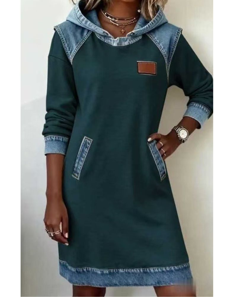 Lara – Džínové šaty s kapucí