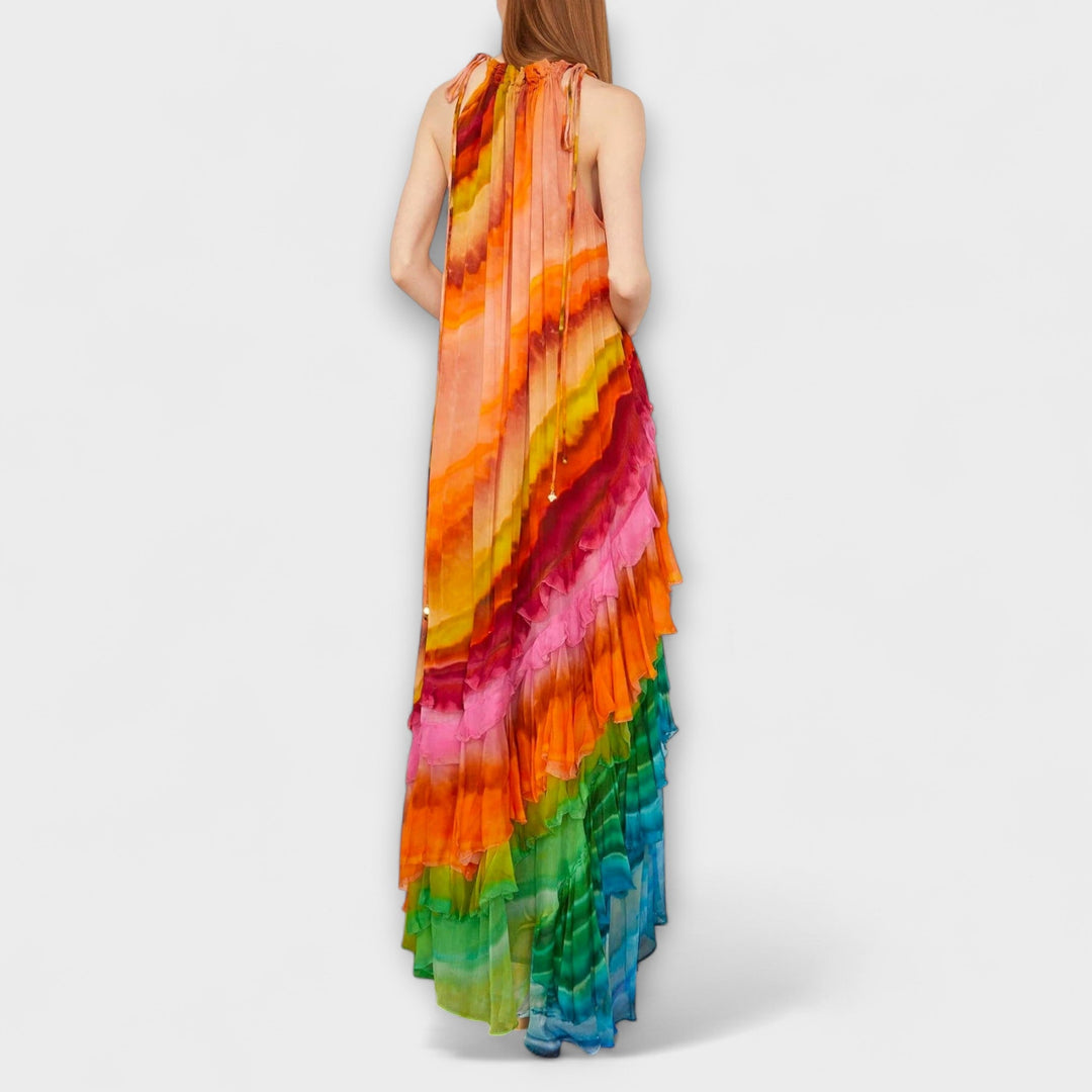 Meda | Šaty s volánky a halter výstřihem