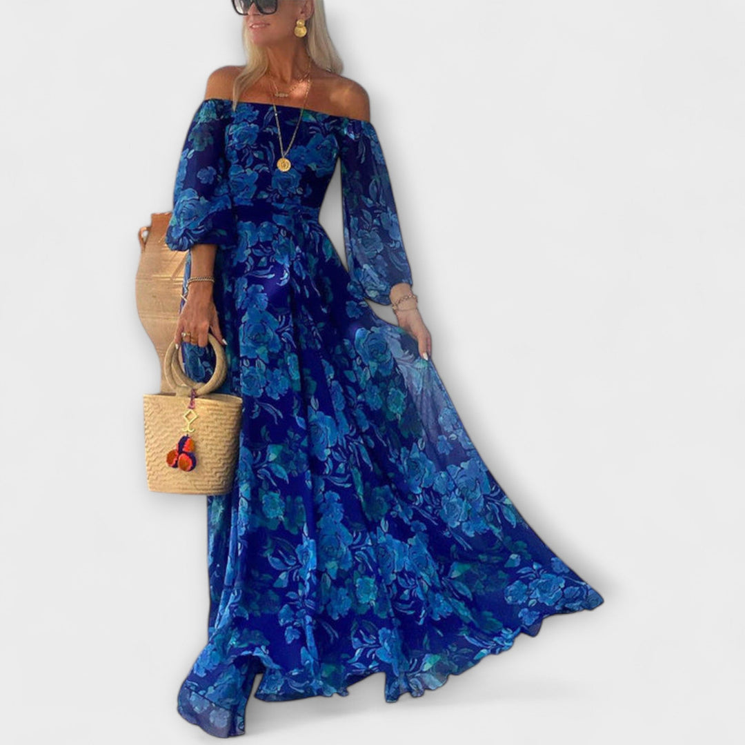 Bohuslava | Maxišaty s květinovým vzorem a odhalenými rameny.