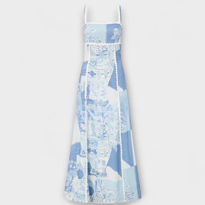 Valentýna | Maxišaty z lněné směsi s potiskem