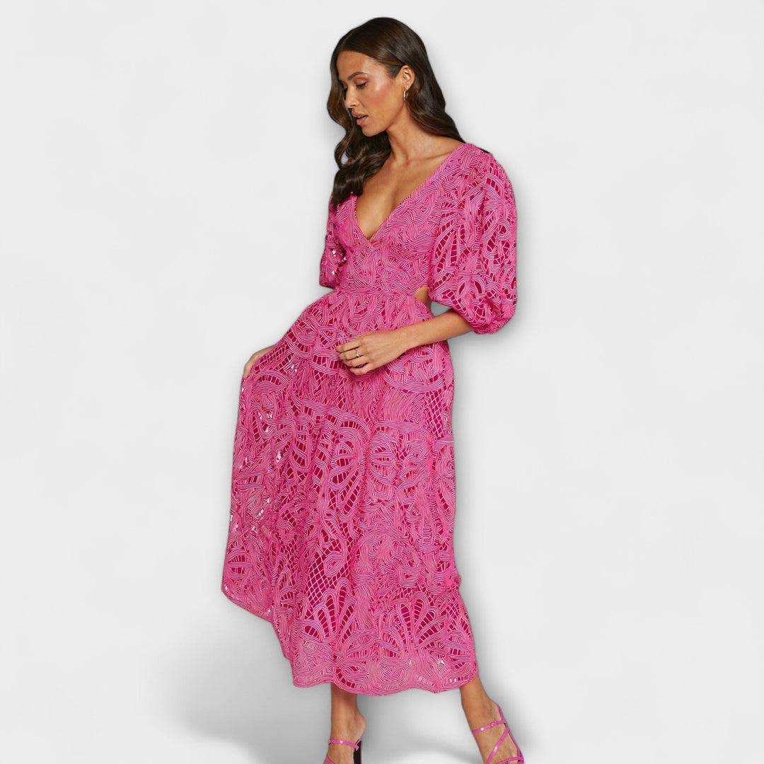 Sira | Midišaty s výšivkou a průstřihy