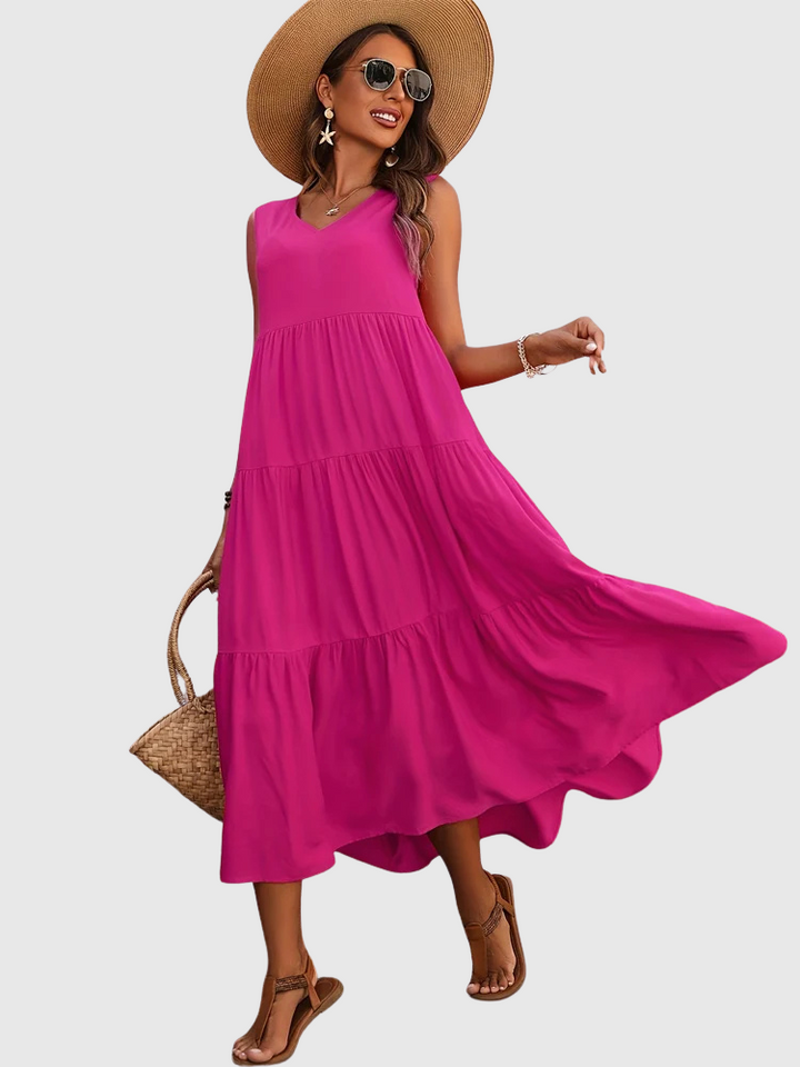 FIALKA | Dlouhé Rozšířené Šaty s Absolutním Pohodlím a Letním Stylem