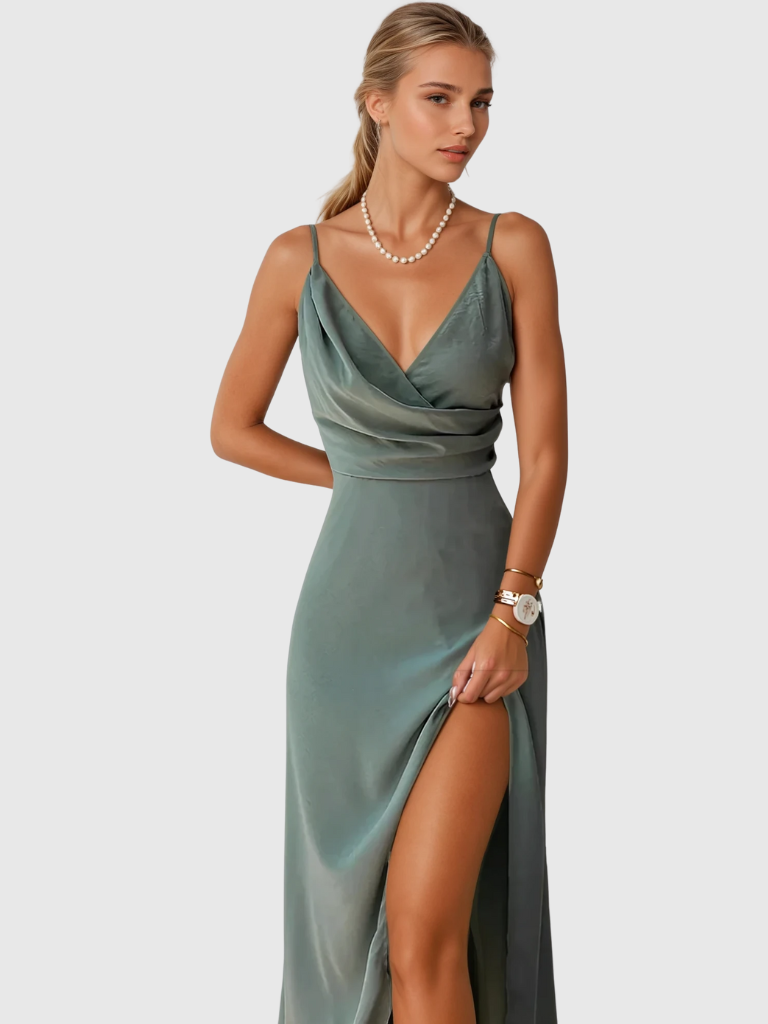 SOFIE | Saténové šaty s volným límcem