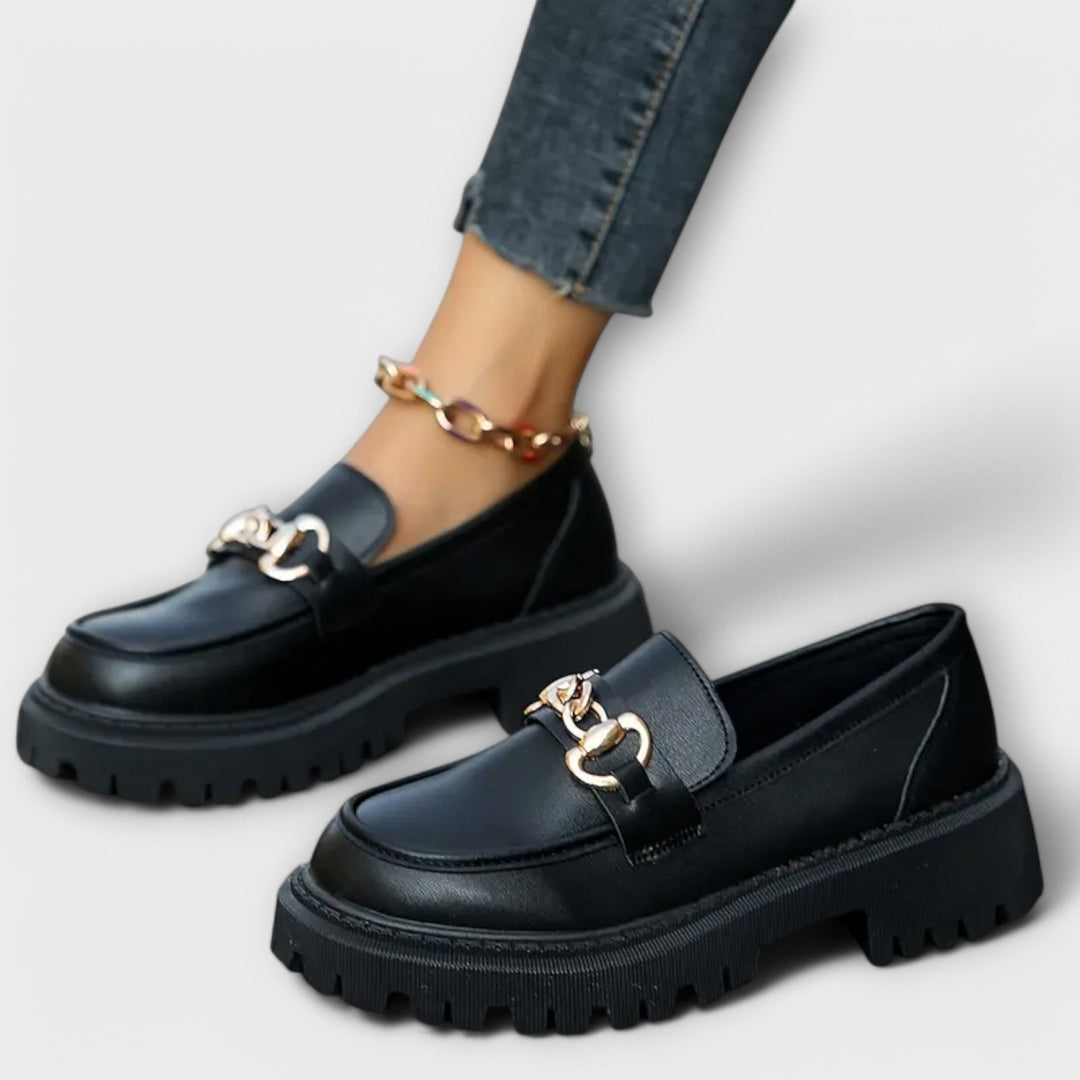 Trendy dámské platformové loafers s přezkou