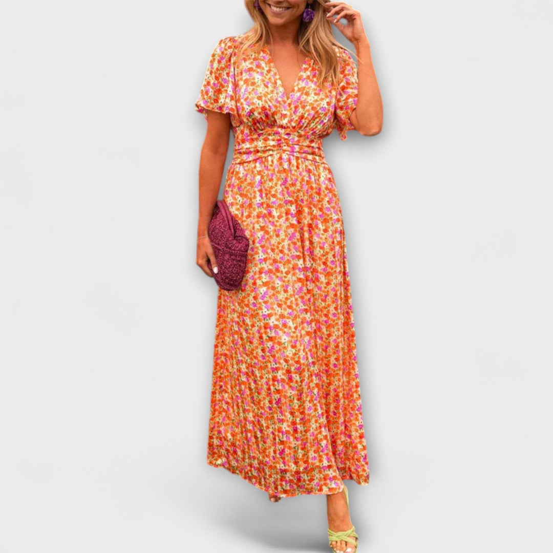 Emily | Klasické květinové šaty s výstřihem do V