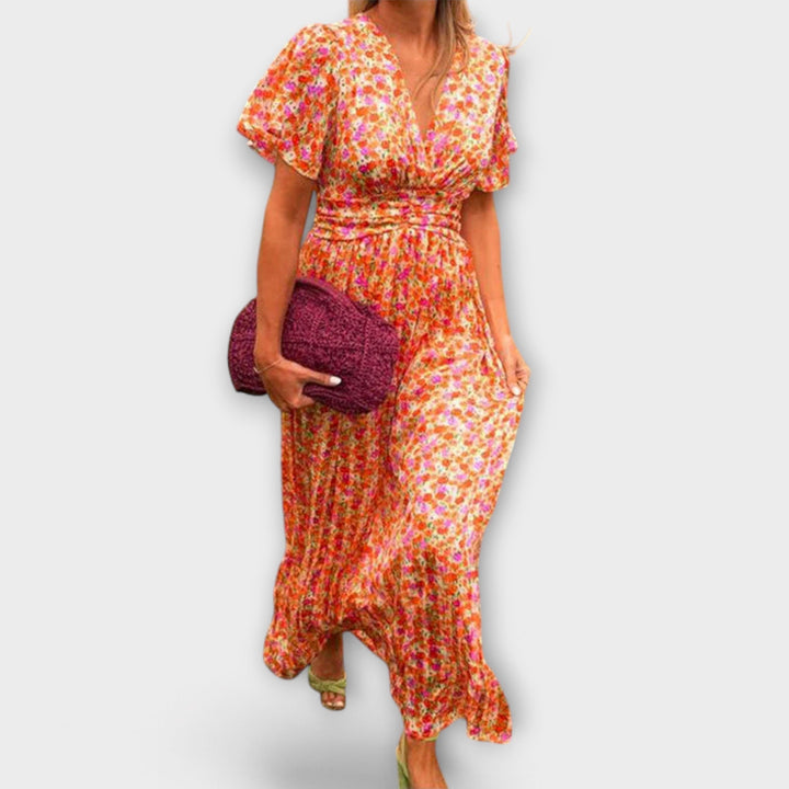 Emily | Klasické květinové šaty s výstřihem do V